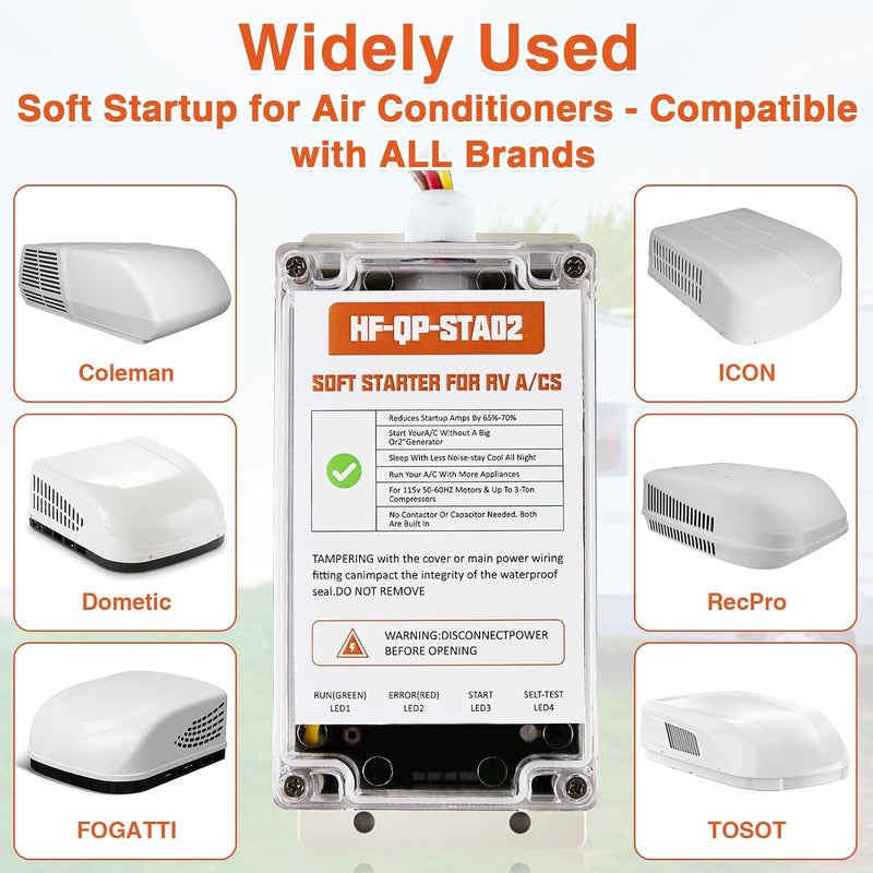 Aoteda Soft Start for RV Air Conditioner, Upgraded HVAC RV AC Soft Start Kit for RV, Easy an Start Electrical Appliances on RV Power with a Small Generator, Van Trailer Camper, Motorhome HVAC - Image 4